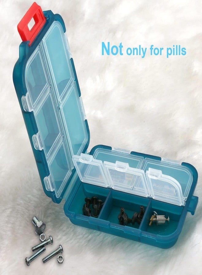 Flottian Travel Pill Organizer Plastic Airtight Medicine Case for Traveling Portable Pharmacy Box 10 Compartment Supplement Medication Holder, Pocket Medicine Box - Multicolor (Pill Box) - Image 4